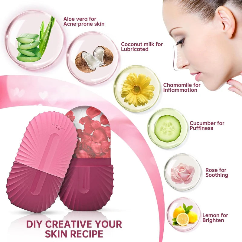 Ice Face Roller: Ice Cube Beauty Massage, Silicone Ice Mold For Eye Puffiness, Shrinking Pores, and Defining Jawline.