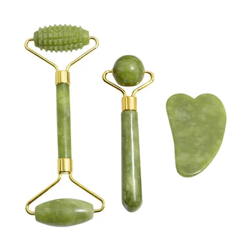 Natural Jade Roller: Face Gua Sha Natural Stone Face Massager and Jawline Enhancer