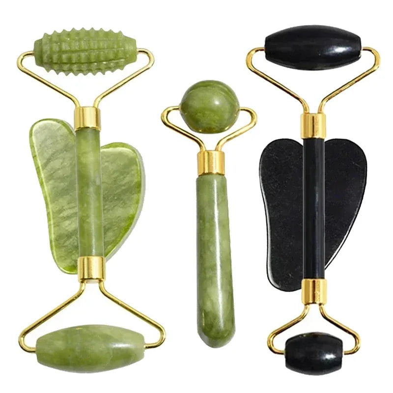 Natural Jade Roller: Face Gua Sha Natural Stone Face Massager and Jawline Enhancer