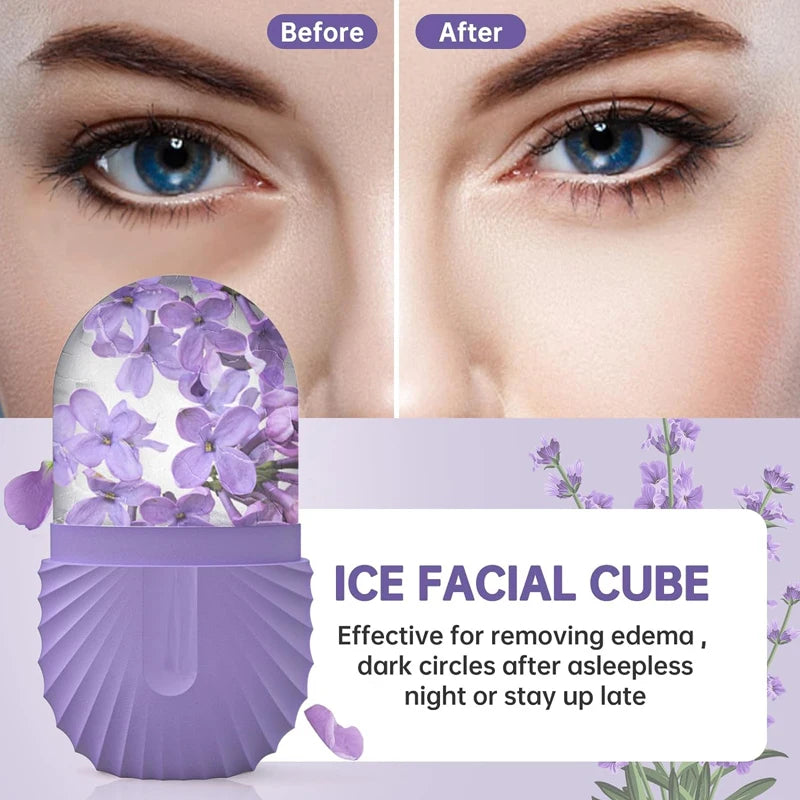 Ice Face Roller: Ice Cube Beauty Massage, Silicone Ice Mold For Eye Puffiness, Shrinking Pores, and Defining Jawline.