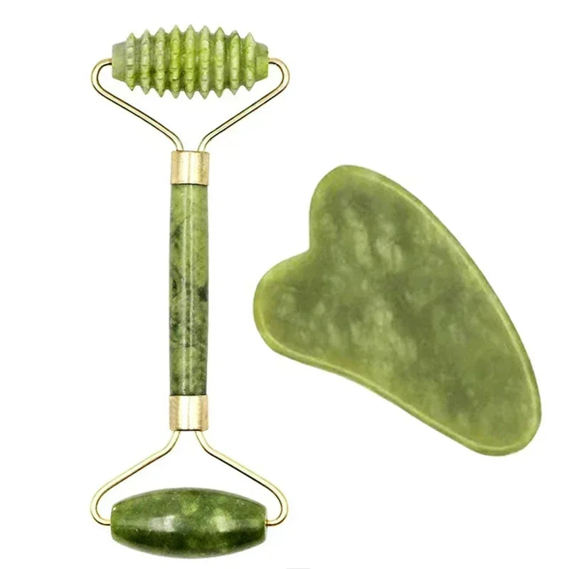 Natural Jade Roller: Face Gua Sha Natural Stone Face Massager and Jawline Enhancer