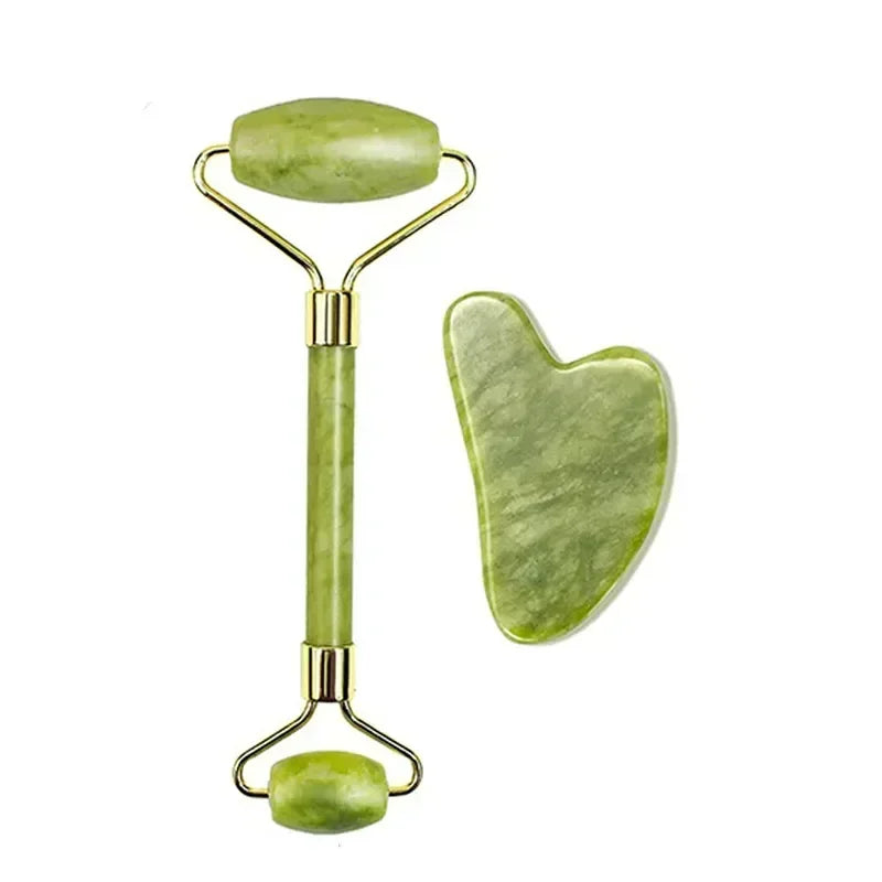 Natural Jade Roller: Face Gua Sha Natural Stone Face Massager and Jawline Enhancer