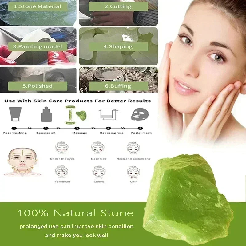 Natural Jade Roller: Face Gua Sha Natural Stone Face Massager and Jawline Enhancer